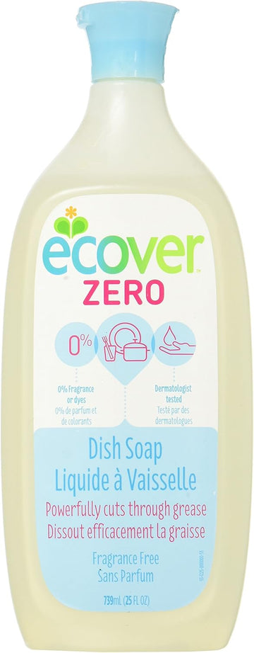 Ecover Natural Plant-Based Liquid Dish Soap, Fragrance Free, 25 Ounce