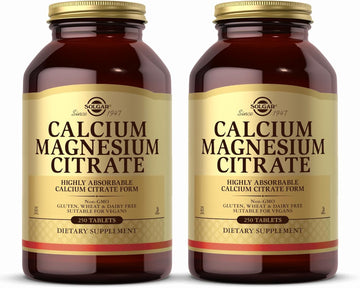 Solgar Calcium Magnesium Citrate - 250 Tablets, Pack Of 2 - Non-Gmo, Vegan, Gluten Free, Kosher - 100 Total Servings