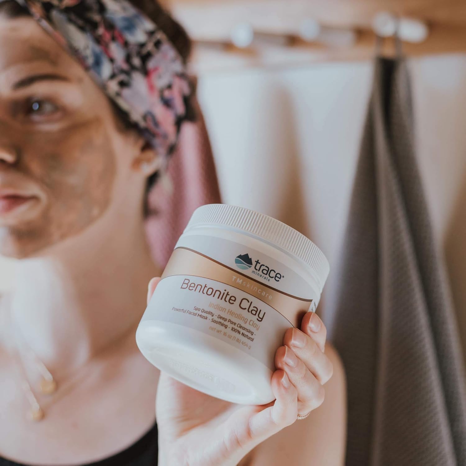 Trace Minerals | TMSkinCare Bentonite Clay | Indian Clay | Provides Minerals for All Types of Skins | 16.0 Ounce : Beauty & Personal Care