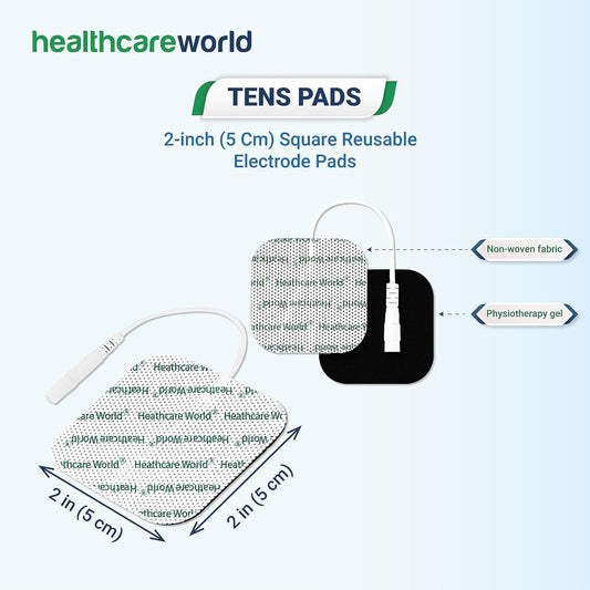 Tens Electrode Pads Pre Wired 5Cm X 5Cm - Pack Of 4 Square