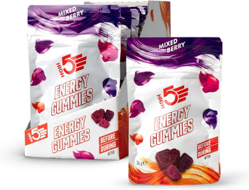 High5 Energy Gummies Pocket Sized Quick Release Energy On The Go (Mixed Berry, 10 X 26G)