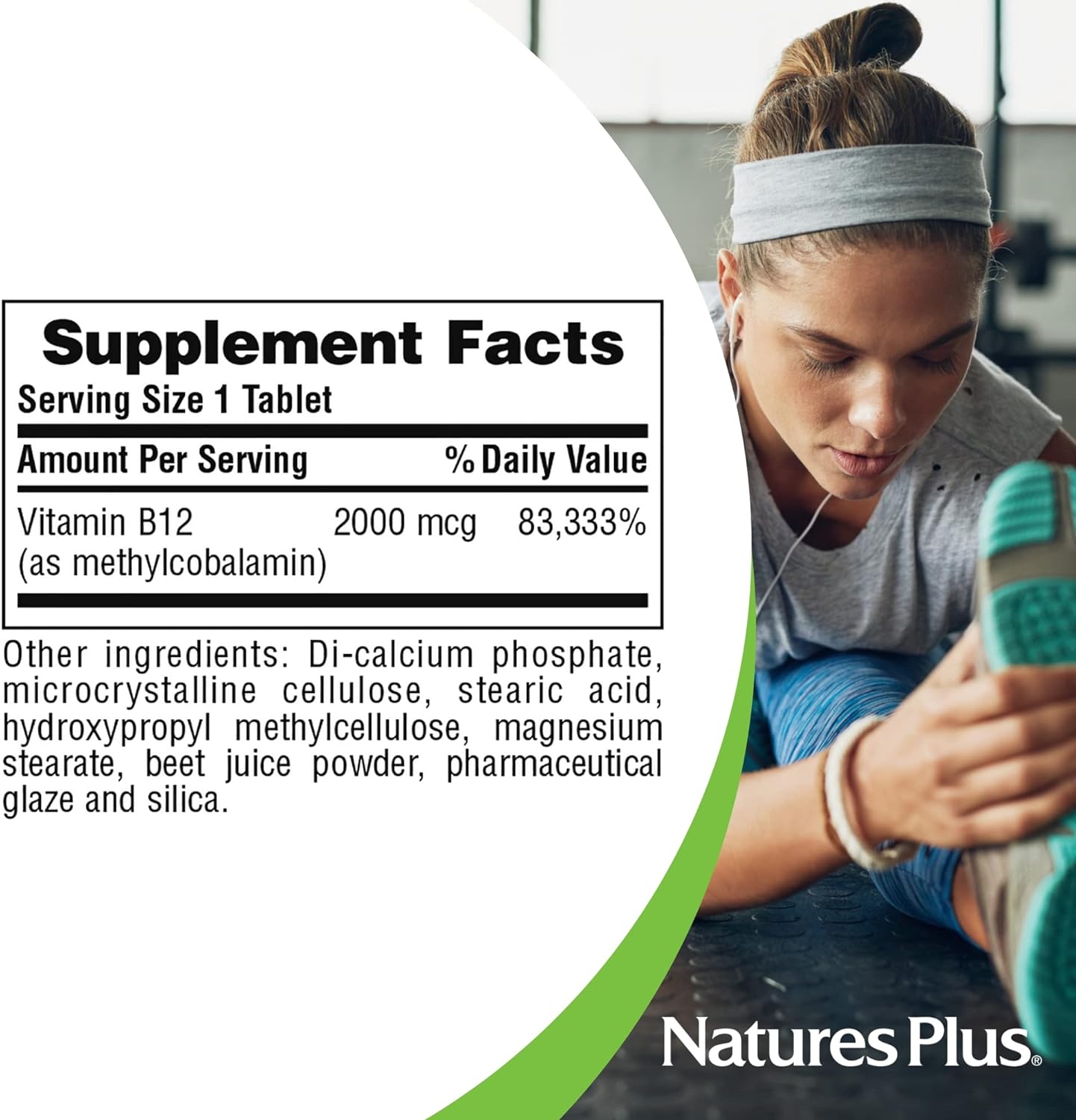 NaturesPlus Vitamin B12 (Methylcobalamin), Sustained Release - 2000 mcg, 60 Vegetarian Tablets - High Potency Red Blood Cell Support - Natural Energy Booster - Gluten-Free - 60 Servings : Health & Household