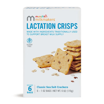 Munchkin Milkmakers Lactation Crisps For Nursing, Breastfeeding & Pumping Moms - Gluten Free & Fenugreek Free Crackers With Milk Boosting Ingredients Like Oats & Flax