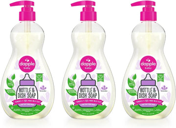 Dapple Baby, Bottle And Dish Soap Dish Liquid Plant Based Hypoallergenic 1 Pump Included, Packaging May Vary, Lavender, 16.9 Fl Oz (Pack Of 3)