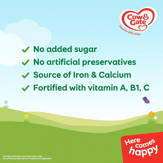 Cow & Gate Fruity Wholegrain Porridge Baby Food Cereal, 6+ Months, 125G (Pack Of 5)