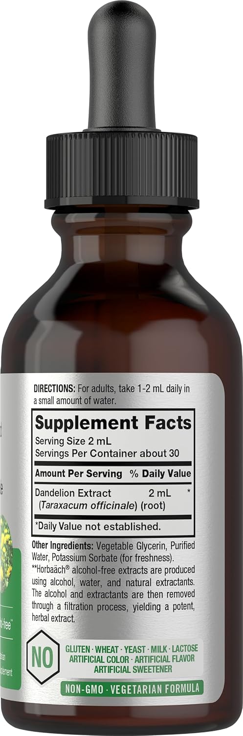 Horbäach Dandelion Root Extract | 2 Fl Oz | Super Concentrated | Alcohol Free Liquid Tincture | Vegetarian, Non-Gmo, Gluten Free