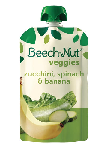 Beech-Nut Baby Food Pouches, Zucchini Spinach & Banana Veggie Puree Baby & Toddler Food, 3.5 Oz (12 Pack)