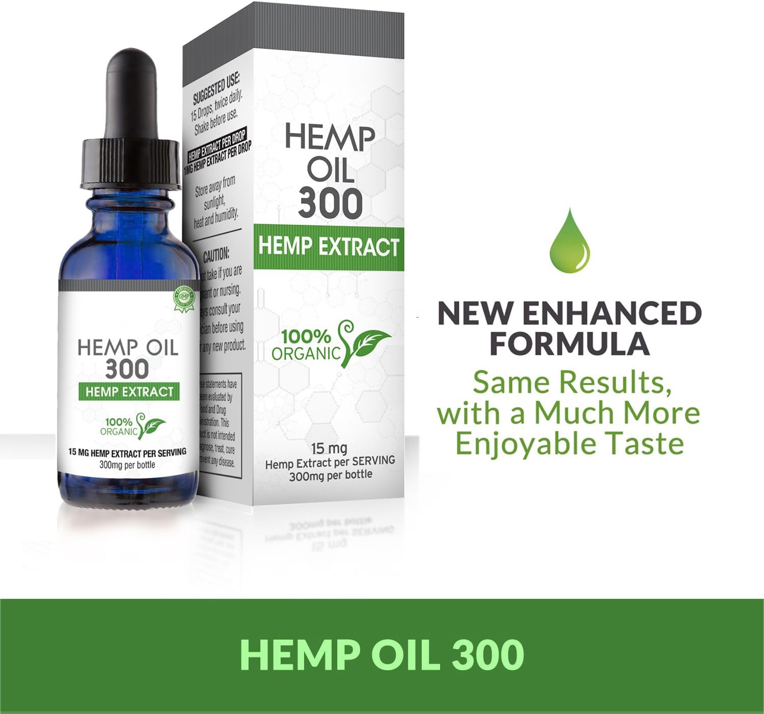 Absolute Nutrition Hemp Oil 300mg - 100% Organic Hemp Drops - Rich in