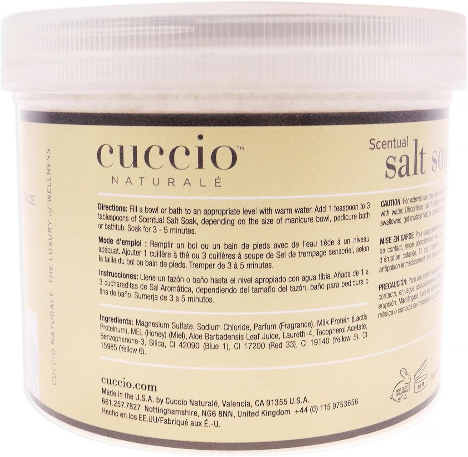 Cuccio Milk and Honey 822g Scentual Salt Soaks (29oz),3267 : Amazon.co.uk: Beauty