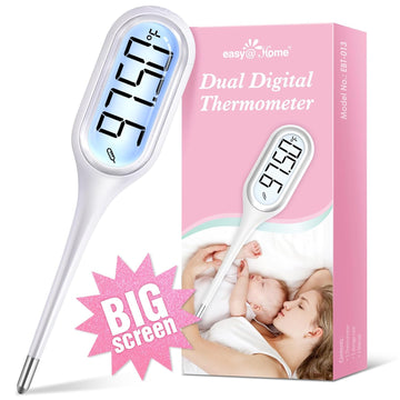 Digital Basal Body Thermometer: Easy@Home Accurate Bbt For Ovulation Tracking & Fast Oral Thermometer With Large Lcd Backlit Display | 1/100Th Degree High Precision & Memory Recall | Ebt-013