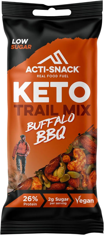 Acti-Snack Buffalo Bbq Keto Crunch 12 X 40G | Sports Nutrition Snacks, Protein On The Go - Buffalo Bbq Almonds, Cashews & Pumpkin Seed Mix, High Protein Snack