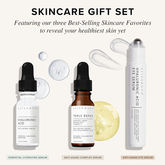 Asterwood Triple Repair Matrixyl 3000 + Argireline + Hyaluronic Acid + Vitamin C Serum For Face - Anti-Aging, Collagen Boosting, Hydrating - Fragrance-Free - 2 Fl Oz