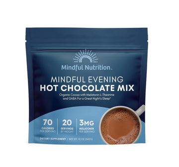 Mindful Evening Peppermint Cocoa Mix Natural Sleep Aid, Melatonin 3Mg, L-Theanine, Gaba Supplements, Natural Calm Sleep Support Stress Relief Calm Sleepy Cocoa Nighttime Peppermint Hot Chocolate