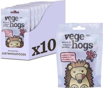 Just Wholefoods Organic Gummy Sweets 10 X 70G | Vegan, Gluten Free Fruit Flavoured Sweets | Plant-Based, No Artificial Ingredients And Reduced Sugar (Hedghogs)