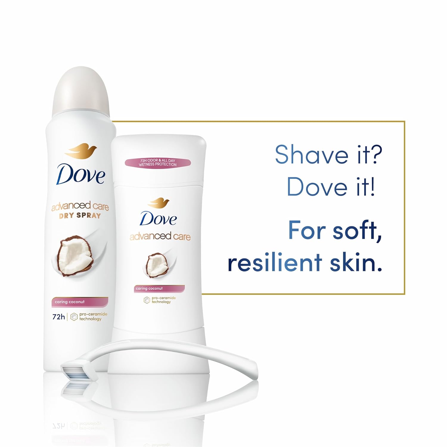 Dove Advanced Care Antiperspirant Deodorant Stick Caring Coconut 4 Ct For Helping Your Skin Barrier Repair After Shaving 72-Hour Odor Control And Sweat Protection With Pro-Ceramide Technology 2.6 Oz : Beauty & Personal Care