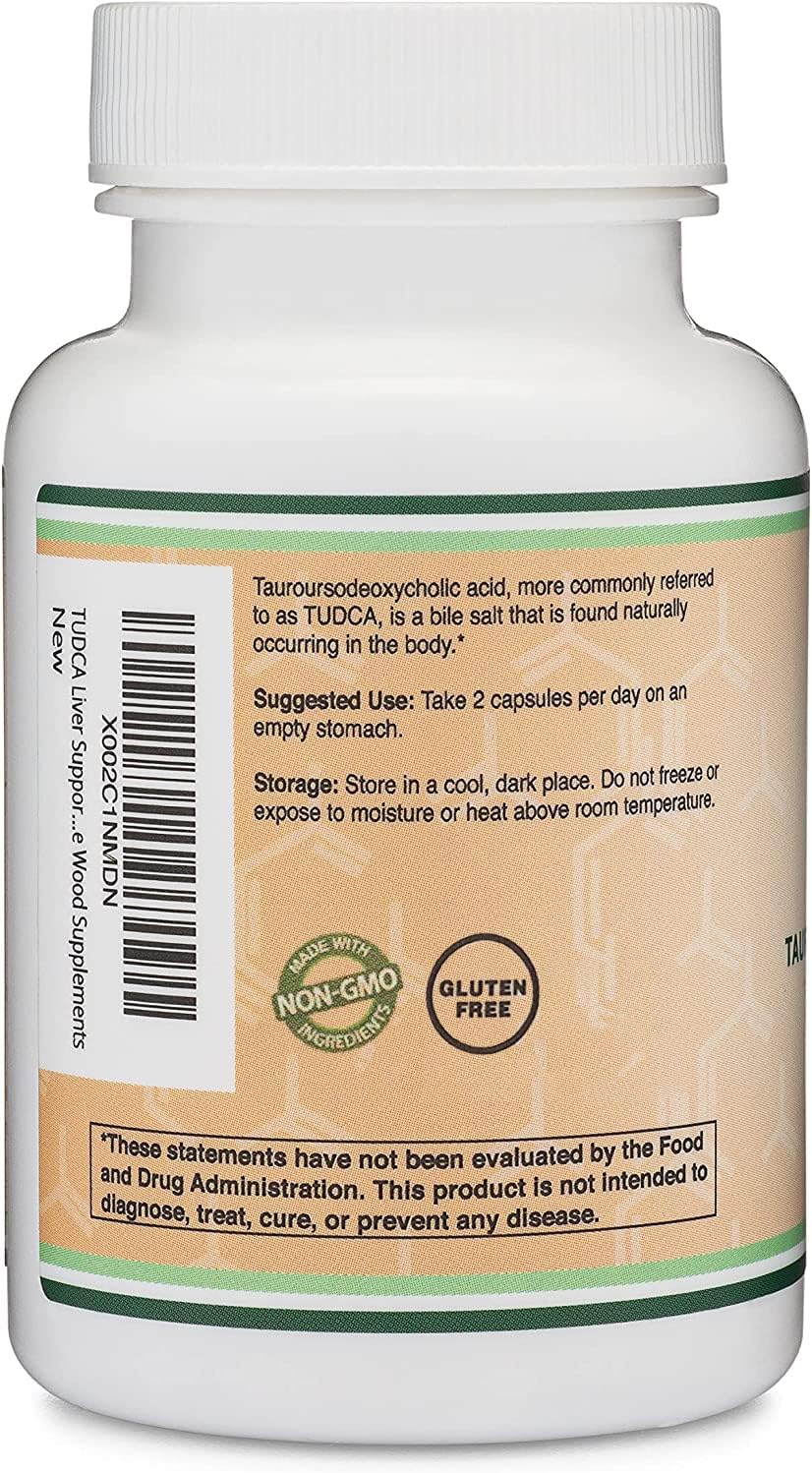 TUDCA Bile Salts Liver Support Supplement, 500mg Servings, Liver and Gallbladder Cleanse Supplement (60 Capsules, 250mg) Genuine Bile Acid TUDCA with Strong Bitter Taste by Double Wood : Health & Household