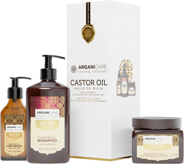 Arganicare | Shampoo + Mask + Castor Serum | Growth Accelerator | Soothes The Scalp | Nourishes And Strengthens The Scalp | Strong And Shiny Hair | 400Ml + 500Ml + 100Ml