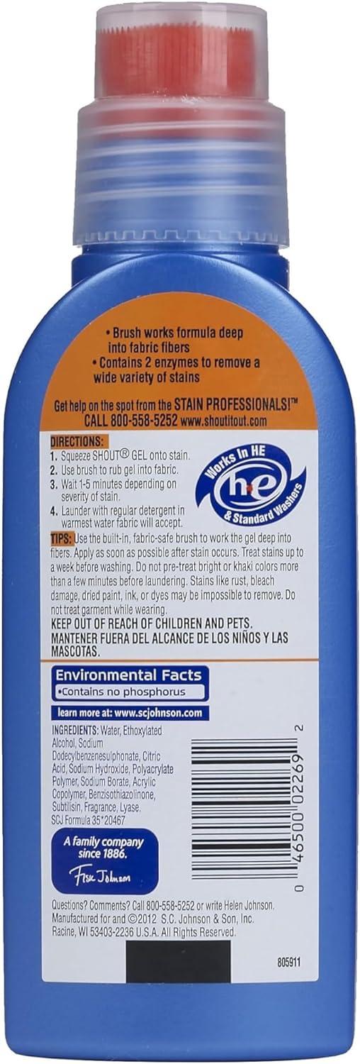 2-Pack Shout Advanced®' Ultra Concentrated Set-In-Stain Scrubber, 8.7Oz Each + Bonus: (1) Disposable Glove And (1) Microfiber Cleaning Cloth (Color May Vary)