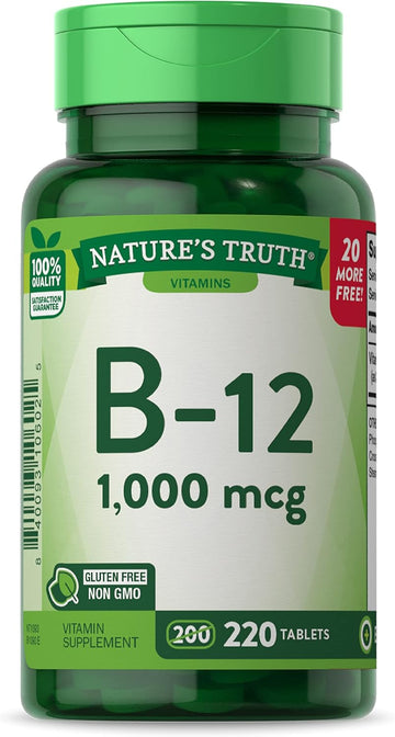 Nature'S Truth B12 Vitamin Tablets | 1000 Mcg | 220 Count | Non-Gmo & Gluten Free Supplement