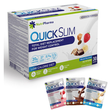 Quick Slim Meal Replacement Shake For Weight Loss, 30 Servings, 20G Protein, 27 Vitamins & Minerals, Dietary Fiber, Low Carb, Gluten Free