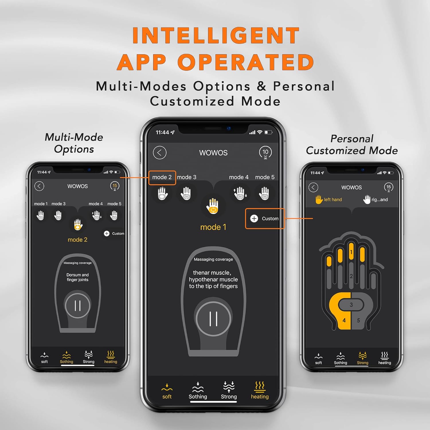 Breo WOWOS Hand Massager with Heating Function, APP Control, Cordless,