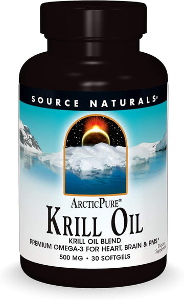Source Naturals Arcticpure Krill Oil 500 Mcg Premium Omega-3 For Heart, Brain, And Pms - 30 Softgels