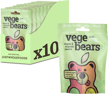 Just Wholefoods Organic Gummy Sweets 10 X 70G | Vegan, Gluten Free Fruit Flavoured Sweets | Plant-Based, No Artificial Ingredients And Reduced Sugar (Bears)