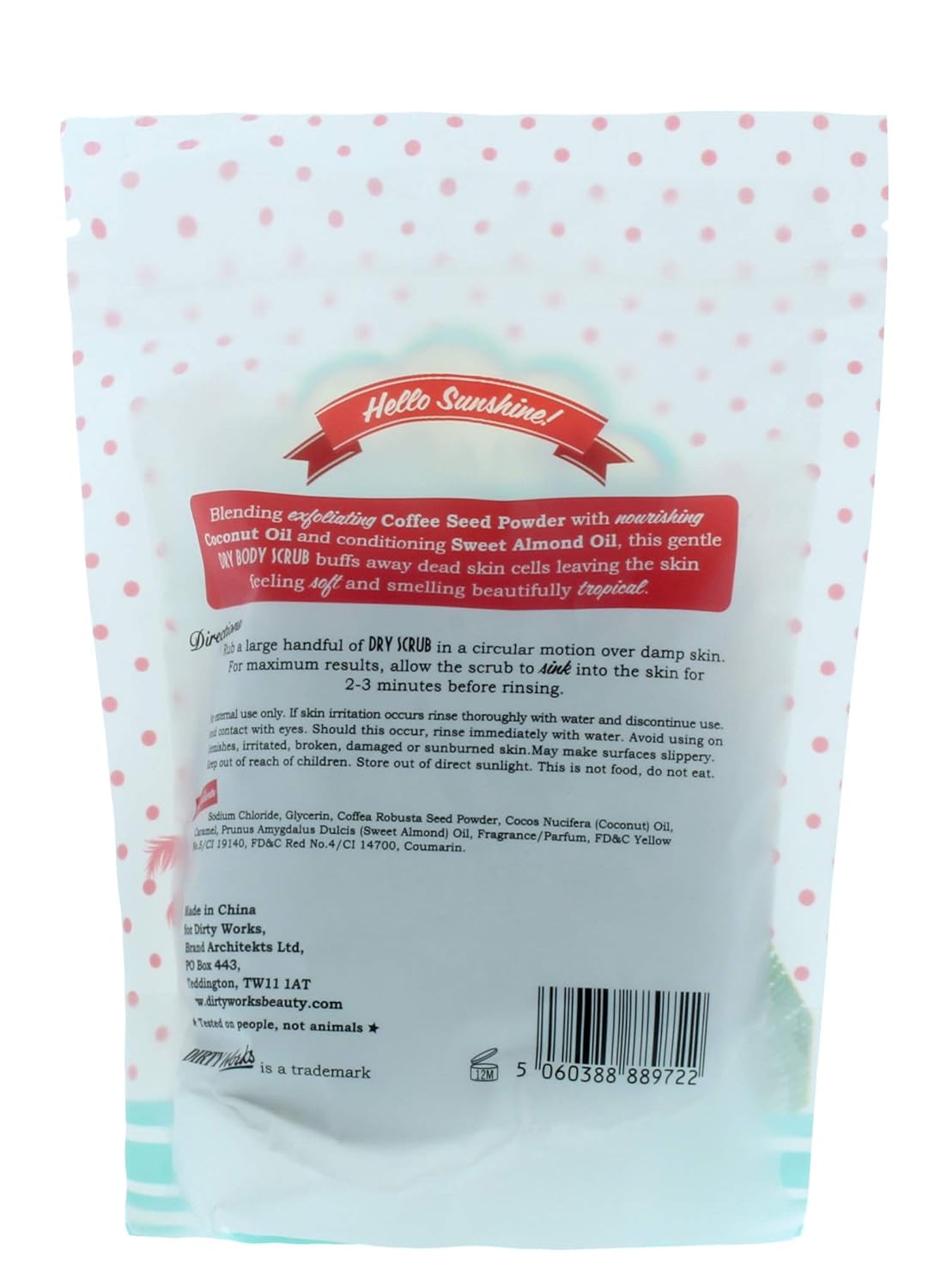 Dirty Works 200G Dry B/Scrub Pouch Coco : Beauty & Personal Care