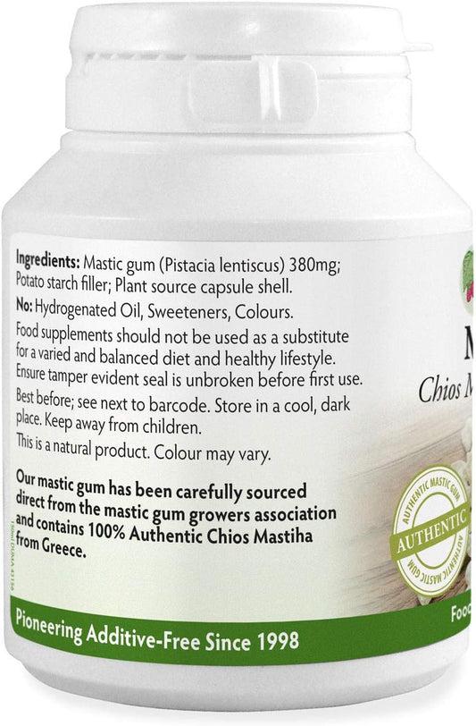 Natural Greek Chios (Xios) Mastic Gum 380Mg X 90 Capsules, 100% Authentc Mastiha From Greece, Vegan, Magnesium Stearate Free & No Nasties, Manufactured In Wales