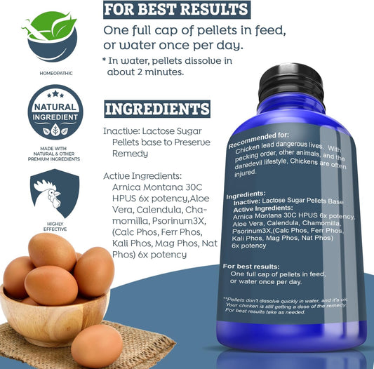 All-Natural Chicken Injury Supplement - Natural Support For Accidents And Injuries - Homeopathic & Highly Effective - 300 Chicken Vitamin Tablets