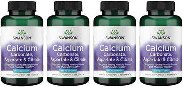Swanson Calcium (Carbonate Aspartate & Citrate) 500 Milligrams 100 Tabs (4 Pack)