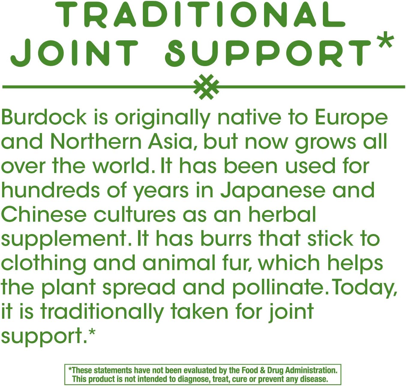 Nature's Way Burdock Root, Traditional Joint Support*, 100 Vegan Capsules : Health & Household