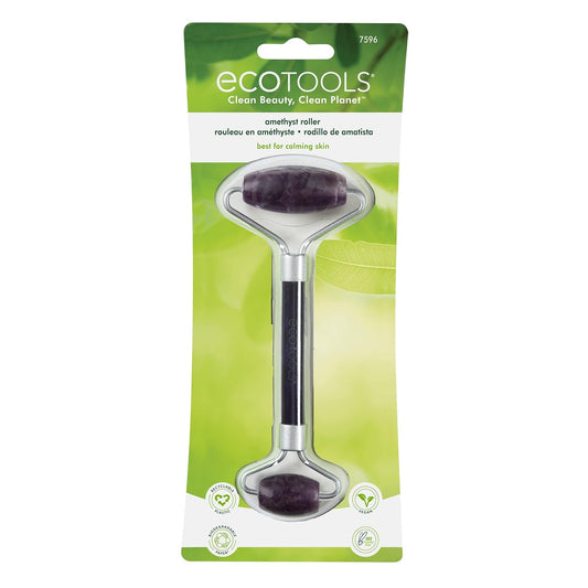 Ecotools Amethyst Facial Roller, Real Stone Face Roller & Massager, Skincare & Sculpting Tool, Reduces Puffiness & Dark Circles, Eco-Friendly Beauty Tool, Vegan & Cruelty-Free, 1 Count
