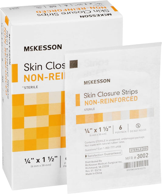 Mckesson Skin Closure Adhesive Strips, Flexible Steri Strip For Wound Care, 1/4 In X 1 1/2 In, 50 Count
