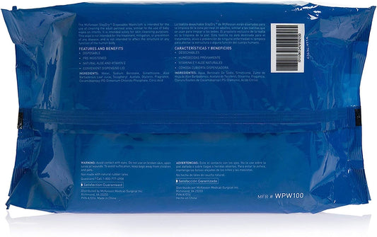McKesson StayDry Disposable Wipe 6 Pack, 300 Washcloths - Large Adult Body and Incontinence Washcloths with Aloe and Vitamin E, Alcohol-Free, 50 Wipes Per Pack