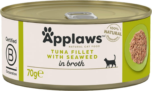 Applaws 100% Natural Cat Food, Tuna Fillet And Seaweed, 70 G Tin (Pack Of 24)1009Ne-A