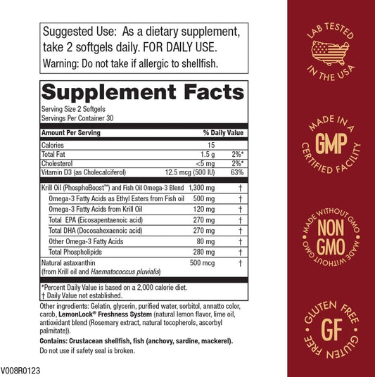 Purity Products Krill Omega 50 (Krill + Fish Oil Blend 1000mg + Astaxa