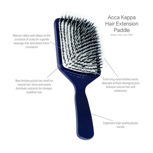 Acca Kappa Top Plastic Hair Extension Paddle Brush Mixed Boar And Nylon Bristles Detangling Tool