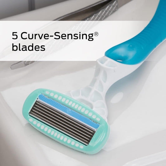 Schick Hydro Silk Sensitive Women'S Disposable Razors, 9Ct | 5-Blade Disposable Razors For Women Sensitive Skin | Travel Razor For Women