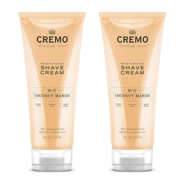 Cremo Coconut Mango Moisturizing Shave Cream, Astonishingly Superior Ultra-Slick Shaving Cream for Women Fights Nicks, Cuts and Razor Burn, 6 Fl Oz (Pack of 2)
