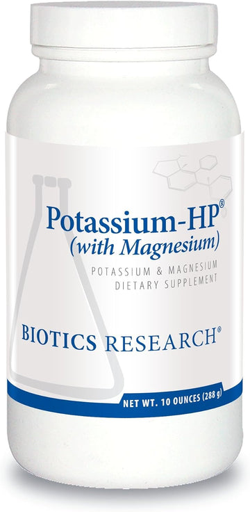 Biotics Research Potassium Hp Potassium With Magnesium. Powdered Formula. Electrolyte. Supports Cardiovascular, Renal And Bone Health. Essential Mineral For Vascular And Muscle Function. 10 Ounces