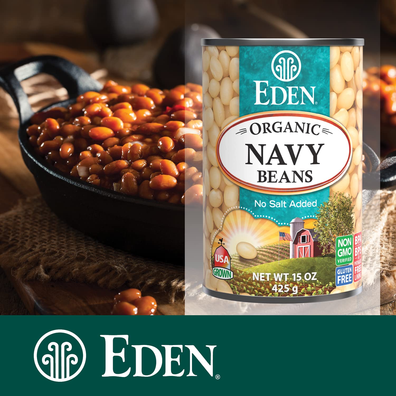 Eden Organic Navy Beans, 15 Oz Can, Dry, Organic, Pearl Haricot, Yankee Bean, Boston Bean, Non-Gmo : Grocery & Gourmet Food