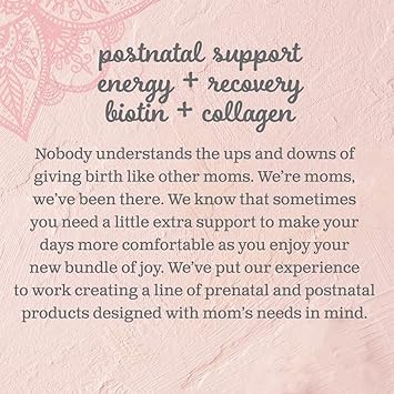 Mommy's Bliss Postnatal Support Energy & Recovery Gummies with Biotin & Collagen: Healing & Joint Health, Hair, Skin & Nails Vitamin, Gluten Free, 60 Gummies (30 Servings)