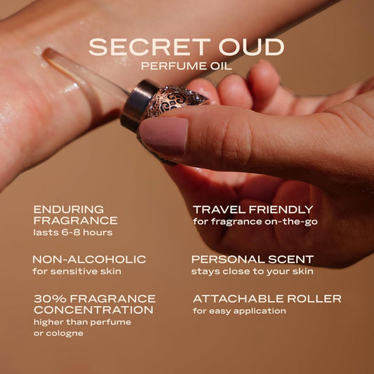 Swiss Arabian Secret Oud - Luxury Products From Dubai - Long Lasting And Addictive Personal Perfume Oil Fragrance - Seductive Signature Aroma - 0.4 Oz