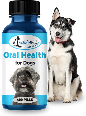 Bestlife4Pets Oral Health Dental Care Supplement For Dogs - Plaque Tartar Remover Stomatitis & Gingivitis Control – Anti-Inflammatory Tooth And Gums Pain Relief - Easy To Use Natural Pills
