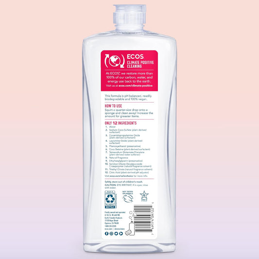 Ecos Dish Soap - Cuts Grease & Food Residue No Harsh Chemicals Hypoallergenic For Sensitive Skin Biodegradable Formula, Recyclable Sustainable Liquid Dishwashing Grapefruit (Pack Of 2)