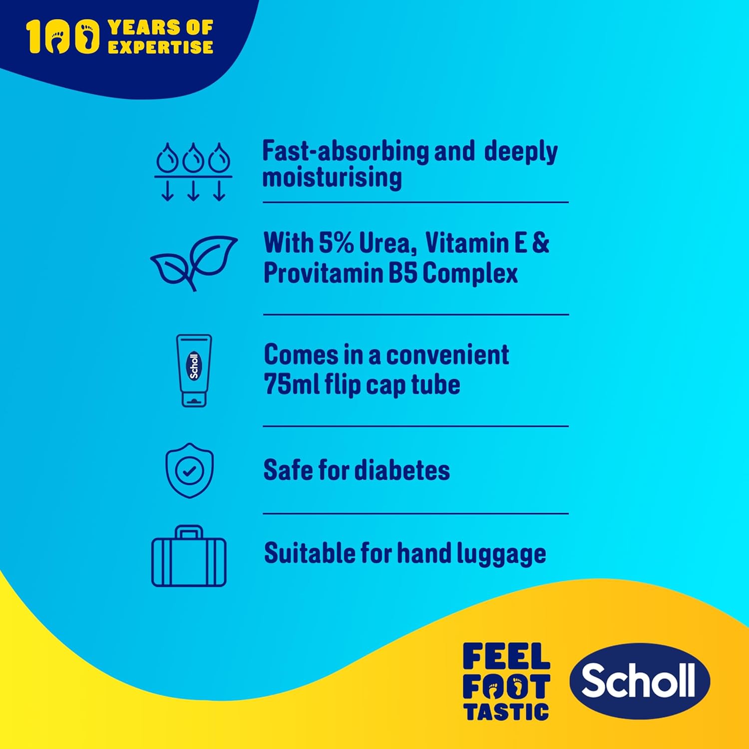 Scholl Expertcare Intense Nourish Foot Cream For Hard Skin 150Ml, Deeply Moisturising Cream With Urea, Vitamin E & Provitamin B5 Complex For Softer Smoother Feet