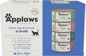 Applaws 100% Natural Wet Cat Food, Multipack Fish Selection In Broth 70G Tin (24 X 70G Tins)1085Ml-A