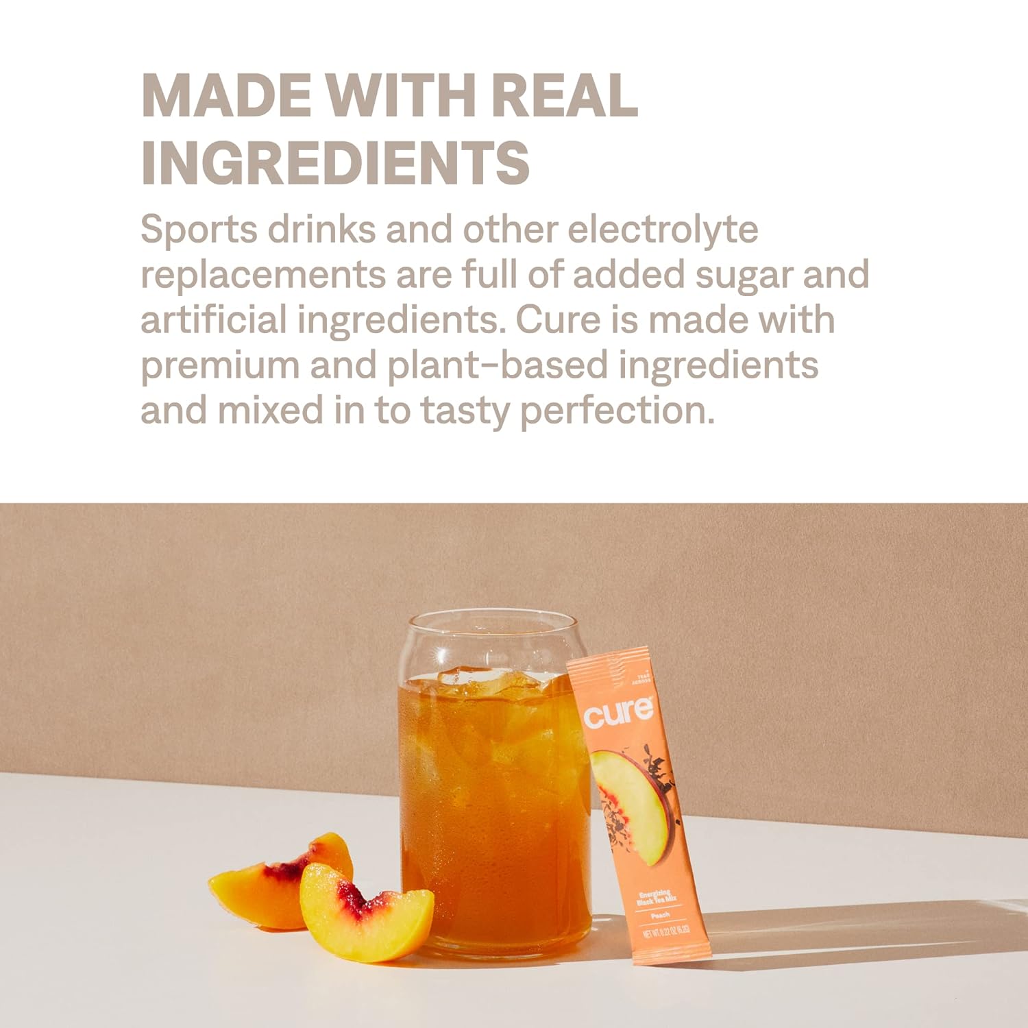 Cure Organic Energy Mix | Perk Me Up Peach Tea | Gluten-Free | Vegan | Non-GMO | Paleo Friendly | Made with Coconut Water | Pouch of 14 Packets - Peach Tea Flavor : Grocery & Gourmet Food