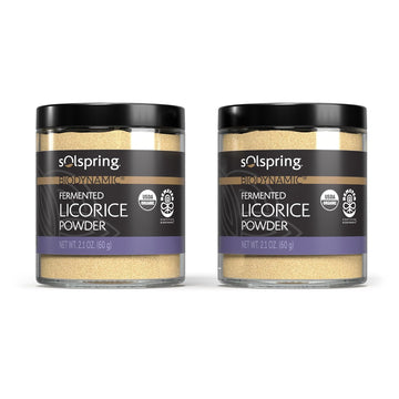Dr. Mercola Biodynamic Solspring Organic Fermented Licorice Powder, 2.1 Oz. (60 G), Pack Of Two (2) Jars, Non Gmo, Soy Free, Gluten Free, Usda Organic, Demeter Certified Biodynamic